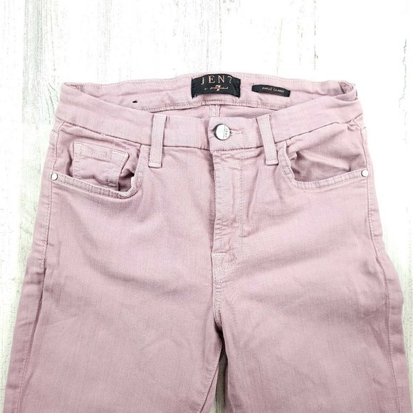 JEN7 by 7 FOR ALL MANKIND High Waist Pink Skinny Jeans Size 2 EUC - Picture 4 of 10
